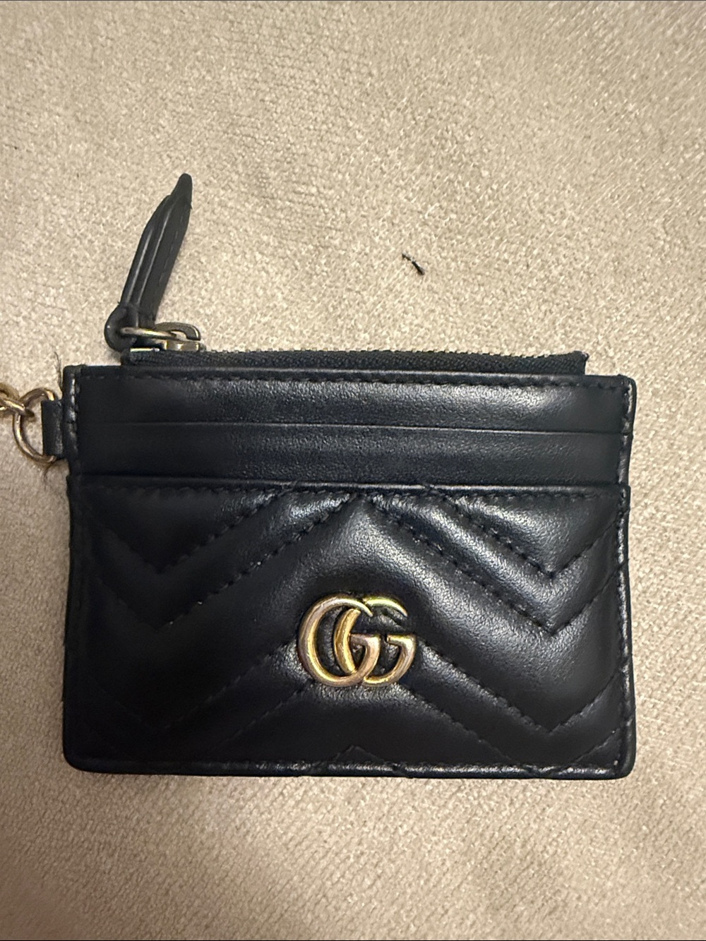 Gucci Black Marmont Quilted GG Leather Card Holder with Keyring - Picture 5 of 8